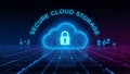 Secure Cloud Storage Concept: Data Protection with Digital Lock and Cloud Network Royalty Free Stock Photo
